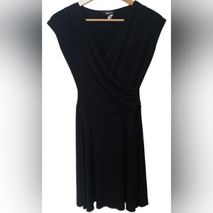 Y2K VTG TABOO Black Wrap Dress V-Neck Whimsygoth Little Black Dress Med Witchy